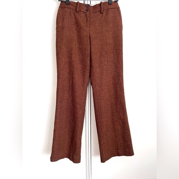 Vintage Y2K The Limited brown tweed wool blend flare pants Midrise size 4 preppy - Picture 1 of 10